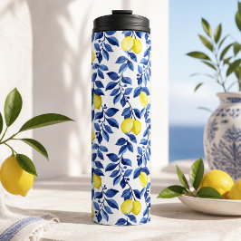 Mittelmeer-Zitrus-Lemonen-Muster Thermosbecher