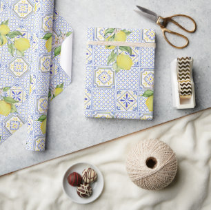 Mittelmeer-Zitrus-Limonen-Muster Geschenkpapier