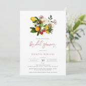 Mittelmeer-Zitrusfrüchte-Brautparty Einladung (Stehend Vorderseite)