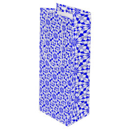 Mittelmeer Zwei-Tone-Blaues geometrisches Muster Geschenktüte Für Weinflaschen
