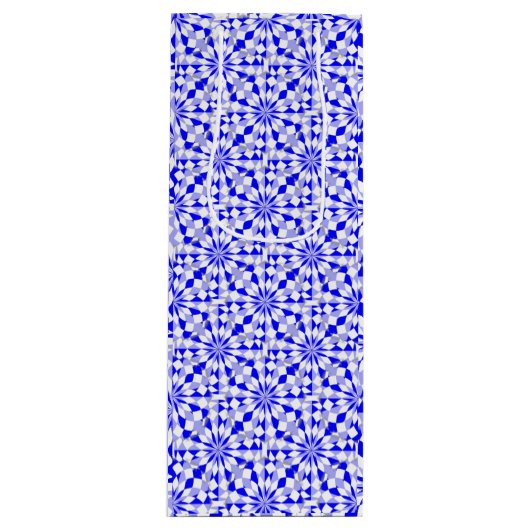 Mittelmeer Zwei-Tone-Blaues geometrisches Muster Geschenktüte Für Weinflaschen (Vorderseite)