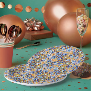 Mittelmeerblau & Braun Pappteller