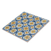 Mittelmeerblau und gelbe Blumenelemente Fliese (Seite)