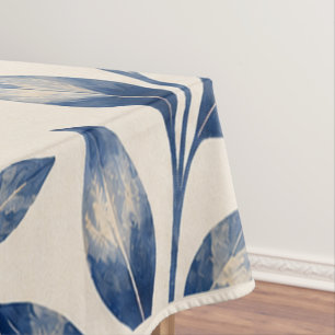 Mittelmeerblaue Aquarell-Laub-Tischdecke Tischdecke
