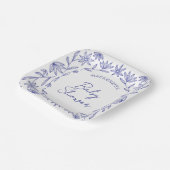 Mittelmeerblaue Baby Shower mit Wildblumen Pappteller (Gewinkelt)