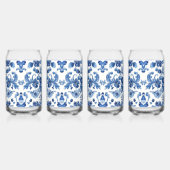 Mittelmeerblaue Blumenfliesen-Monogramm Dosenglas (Hinten)