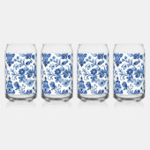 Mittelmeerblaue Blumenfliesen-Monogramm Dosenglas (Links)