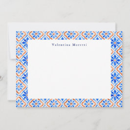 Mittelmeerblaue elegante Fliesenmuster individuell Mitteilungskarte
