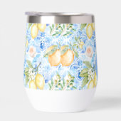Mittelmeerblaue Fliesen-Limoncello-Monogramm-Name (Rechts)