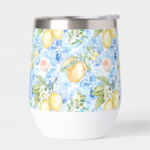 Mittelmeerblaue Fliesen-Limoncello-Monogramm-Name (Links)