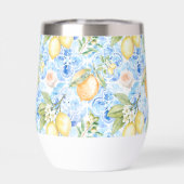 Mittelmeerblaue Fliesen-Limoncello-Monogramm-Name (Rückseite)