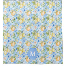 Mittelmeerblaue Fliesen-Limoncello-Monogramm-Name