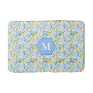 Mittelmeerblaue Limoncello-Monogramm-Fliese Badematte