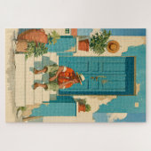 Mittelmeerblaue Tür Tagträume Puzzle (Horizontal)