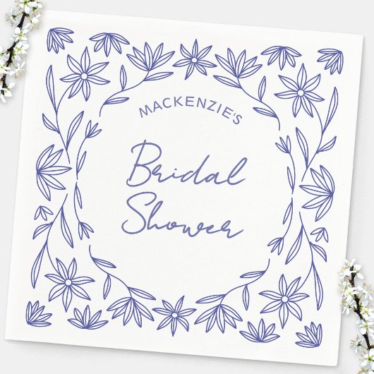 Mittelmeerblaue Wildblumen-Brautparty Serviette