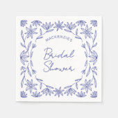 Mittelmeerblaue Wildblumen-Brautparty Serviette (Vorderseite)