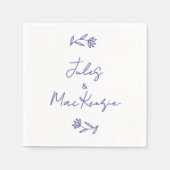 Mittelmeerblaue Wildblumenhochzeit Serviette (Vorderseite)