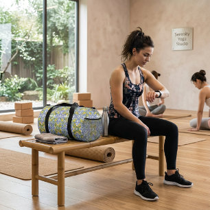 Mittelmeerblaue Zitrus-Lemonen-Fliesenmuster Duffle Bag