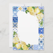 Mittelmeerblauer Tile Lemons Bridal Bunch einladen Einladung (Rückseite)