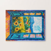 Mittelmeerblick mit Bougainvillea Puzzle (Horizontal)