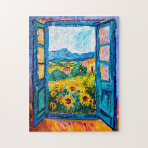 Mittelmeerblick mit Bougainvillea Puzzle