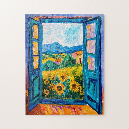 Mittelmeerblick mit Bougainvillea Puzzle (Vertikal)