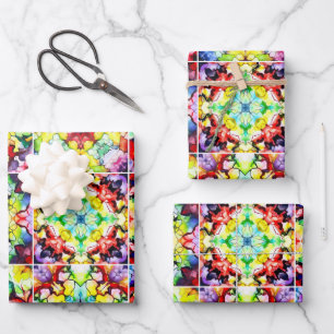 Mittelmeerfliesen, Alkohol-Tinte-Fliesen, Majolika Geschenkpapier Set