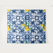 Mittelmeerfliesen, Majolika, blaue Fliesen, Zitron Wandteppich (Vorderseite (Horizontal))