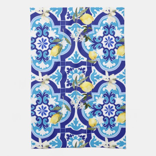 Mittelmeerfliesen, Mosaik, Zitrone, Geschirrtuch (Vertikal)
