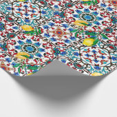 Mittelmeerfliesen,Mosaik,Zitrone,Sommerkunst Geschenkpapier (Ecke)