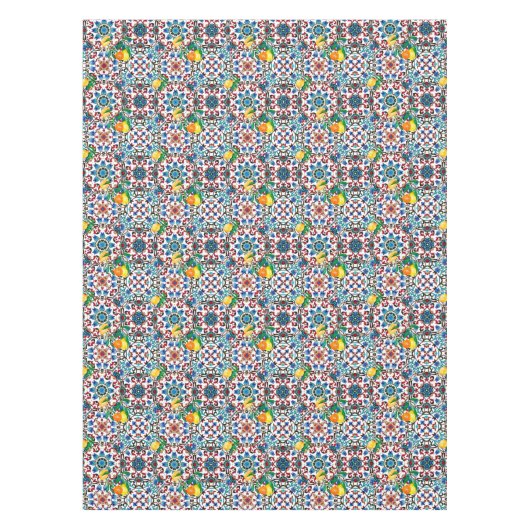 Mittelmeerfliesen,Mosaik,Zitrone,Sommerkunst Tischdecke (Vorderseite)
