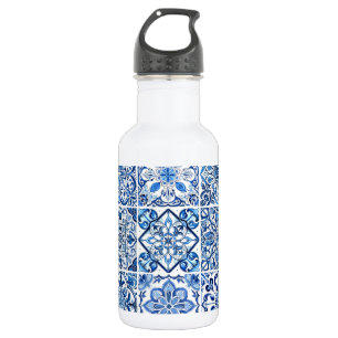 Mittelmeerfliesen, Portugiesisch, Azulejo, Majolik Edelstahlflasche