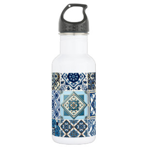 Mittelmeerfliesen, Portugiesisch, Azulejo, Majolik Edelstahlflasche