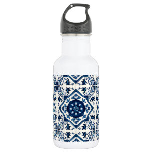 Mittelmeerfliesen, Portugiesisch, Azulejo, Majolik Edelstahlflasche