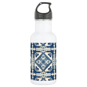 Mittelmeerfliesen, Portugiesisch, Azulejo, Majolik Edelstahlflasche