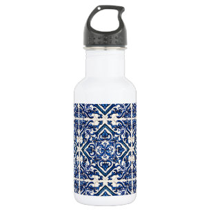Mittelmeerfliesen, Portugiesisch, Azulejo, Majolik Edelstahlflasche
