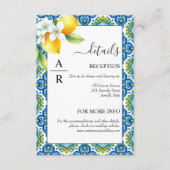 Mittelmeerfliesen und Zitronen Details Hochzeit Begleitkarte (Vorderseite)