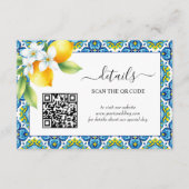 Mittelmeerfliesen und Zitronen Details Hochzeit Begleitkarte (Vorderseite)