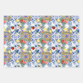 Mittelmeerfliesen, Zitronen, Blume, Majolika, Geschenkpapier Set (Vorderseite 3)