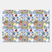 Mittelmeerfliesen, Zitronen, Blume, Majolika, Geschenkpapier Set (Vorderseite)