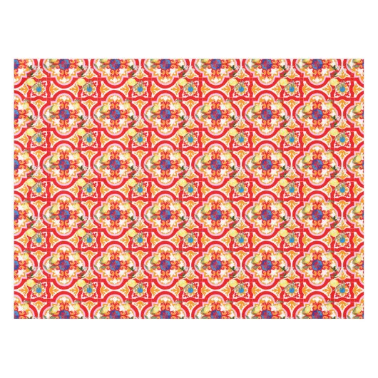 Mittelmeerfliesen, Zitronen, Zitrusfrüchte, Tischdecke (Vorderseite (Horizontal))