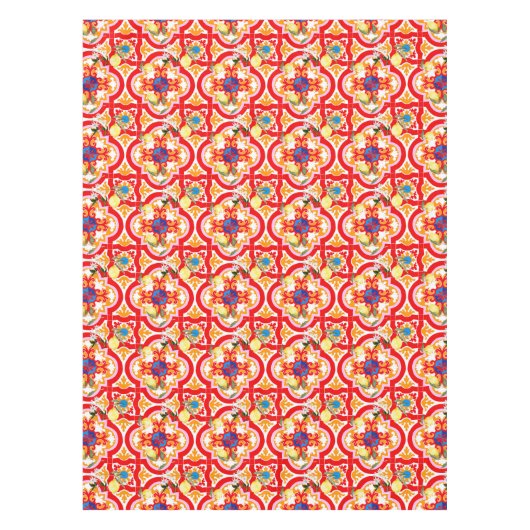 Mittelmeerfliesen, Zitronen, Zitrusfrüchte, Tischdecke (Vorderseite)