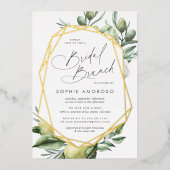 Mittelmeergarten Grünes Botanisches Bridal Brunch Folieneinladung (Vorderseite)