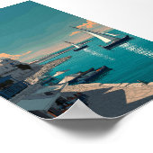 Mittelmeerhafenszene - Segelboote und Küste Poster (Ecke)