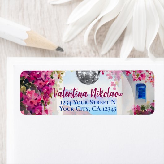 Mittelmeerinsel rosa Blumen Disco-Kugel (Insitu)