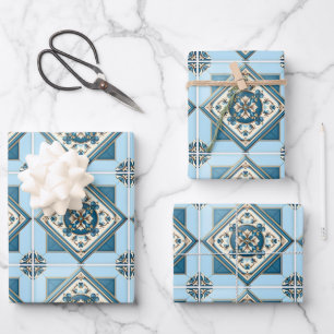 Mittelmeerkacheln, Portugiesisch, Azulejo, Majolik Geschenkpapier Set