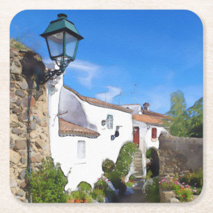 Mittelmeerkollektordorf Rechteckiger Pappuntersetzer