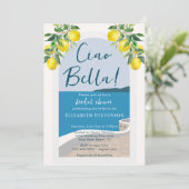 Mittelmeerküste Ciao Bella Brautparty Einladung (Stehend Vorderseite)