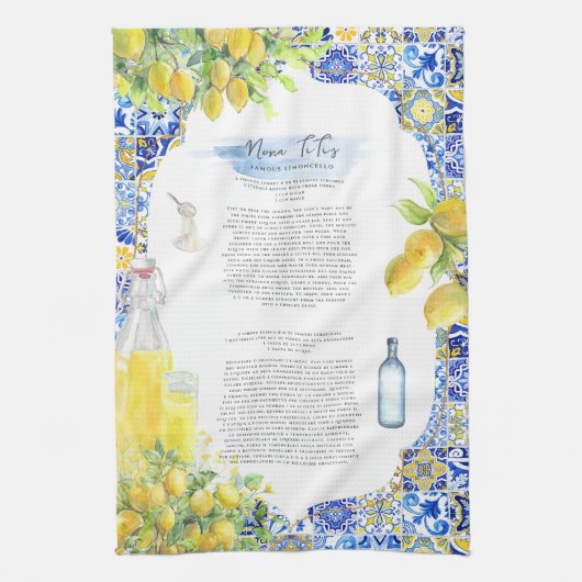 Mittelmeerküste | Limoncello Recia Geschirrtuch (Vertikal)