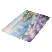 Mittelmeerküste mit Segelbooten Badematte (Schrägansicht)